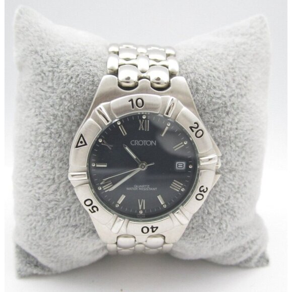 Women Croton 23k Gold Plated Quartz WR Analog 35mm Watch (H820) "New Battery" - Picture 1 of 10